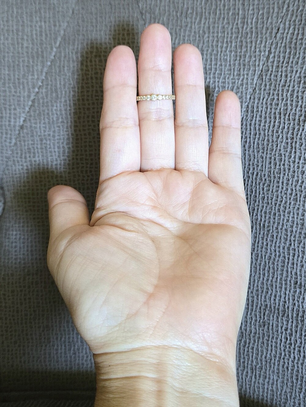 Dainty 14K Gold💛 Ring💍 with Fifteen Graduated Lab🧪 Created Diamonds💎 - Picture 13 of 16
